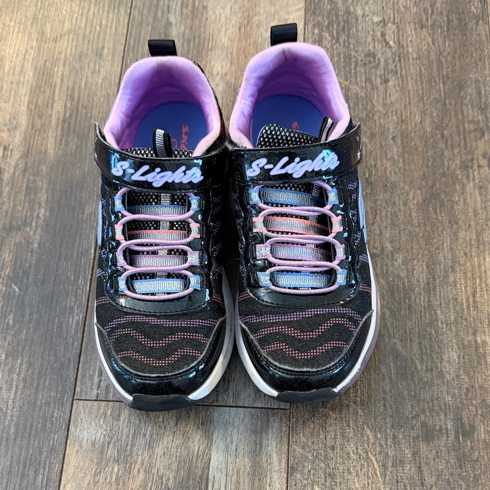 Skechers Black and Pink Kids Light-Up Sneakers